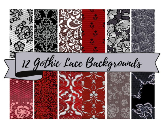 Download 12 Gothic Lace Background Papers 12" - Lace Collection
