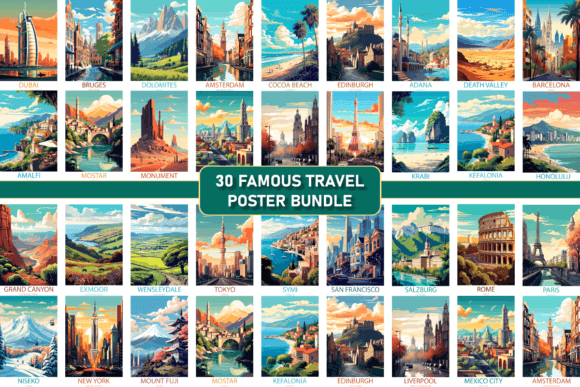 Download Famous Travel Places Poster Bundle - Lace Collection
