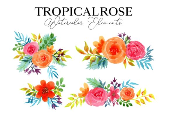 Download Tropical Rose Floral Element - Element Collection