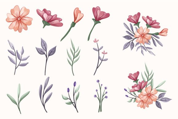 Download Botanic Blossom Floral Foliage Elements - Element Collection