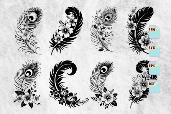 Download Floral Peacock Feather SVG Bundle - Feather svg Collection