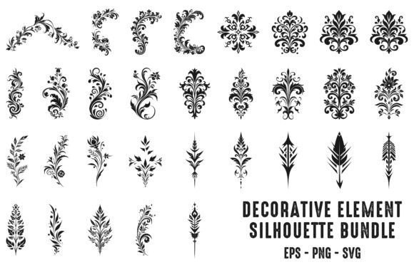 Download Decorative Floral Element Silhouette Set - Element Collection
