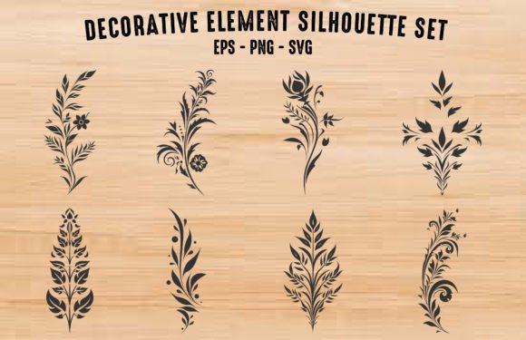 Download Decorative Floral Element Silhouette Set - Element Collection