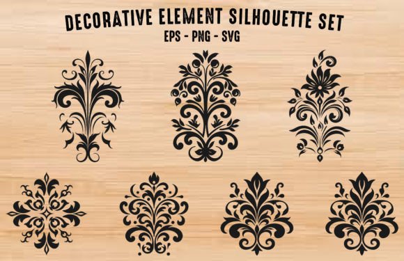 Download Decorative Floral Element Silhouette Set - Element Collection