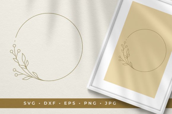 Download Round Thin Frame with Floral Element - Element Collection
